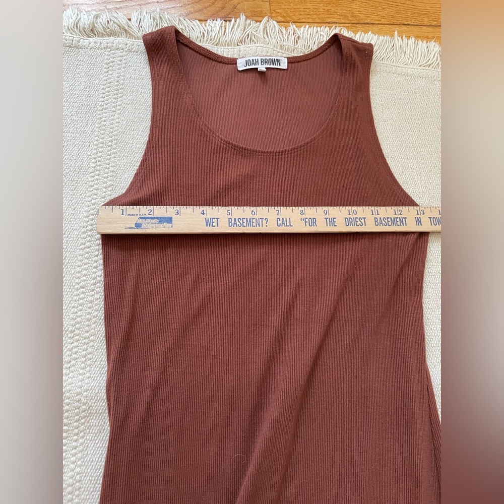 Joah Brown Classic Bodycon Maxi Dress Brown Flexrib Size M/L Minimalist Basics - Picture 5 of 6